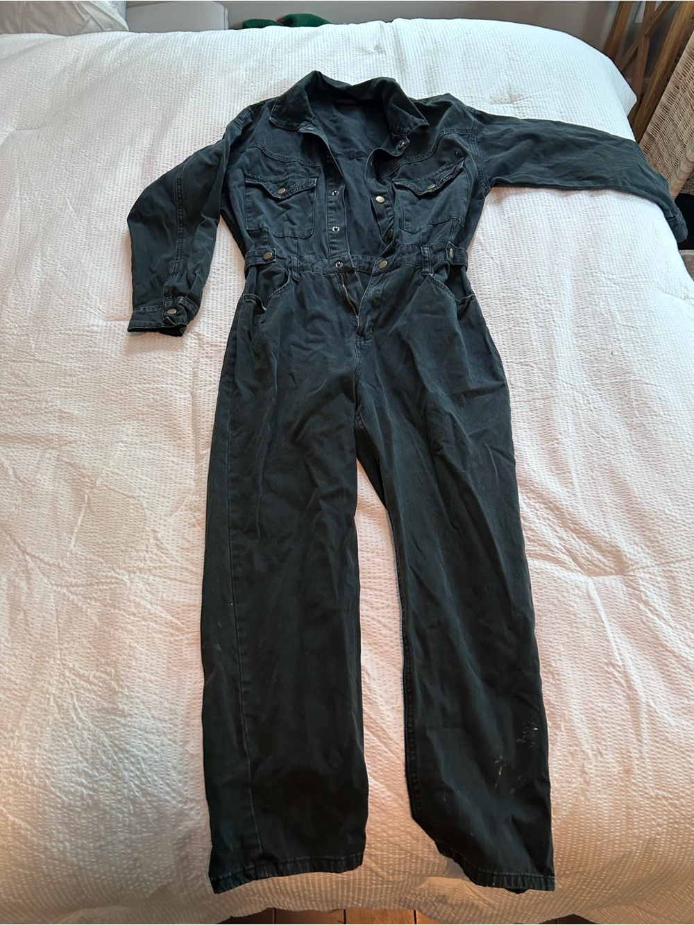 Women's Black Utility Jumpsuit - Classic Long Sleeve Romper